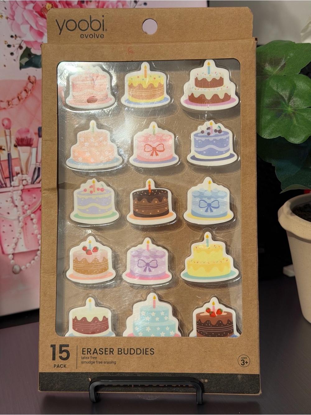 yoobi Evolve Cake Eraser Buddies - Assorted Pastel Colors 15 pack